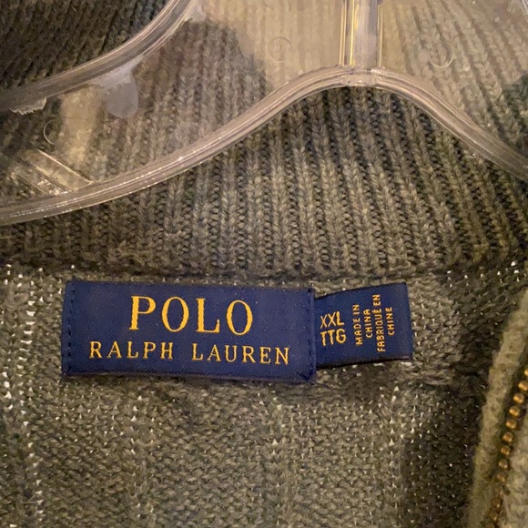 Mens Polo Cable V Neck Sweater - Picture 2 of 2